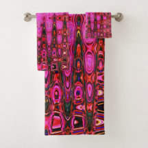 Cool Abstract Pink and Black Atomic Retro Zigzags