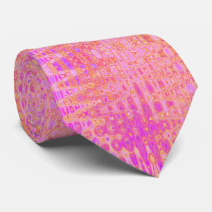 Cool Abstract Pink and Magenta Atomic Retro Zigzag Tie