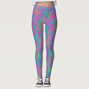 Cool Abstract Pink Turquoise Animal Print Pattern Leggings