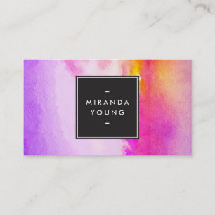 Cool Abstract Purple/Pink Watercolors Modern Business Card
