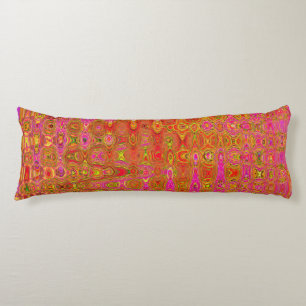 Cool Abstract Red and Yellow Atomic Retro Zigzags Body Cushion