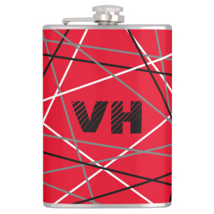 Cool Abstract Red Striped Guitar Name Initials Hip Flask
