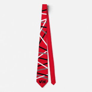 Cool Abstract Red Striped Guitar Name Initials Tie