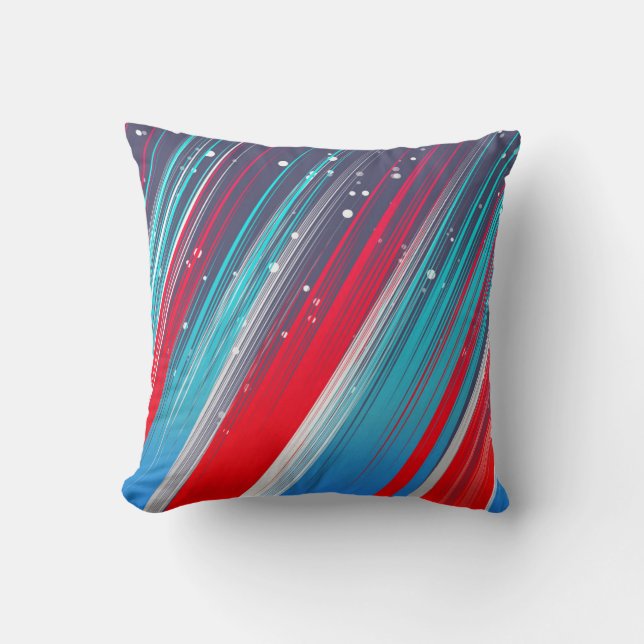 Cool Abstract Red White Blue Brush Strokes Cushion (Front)