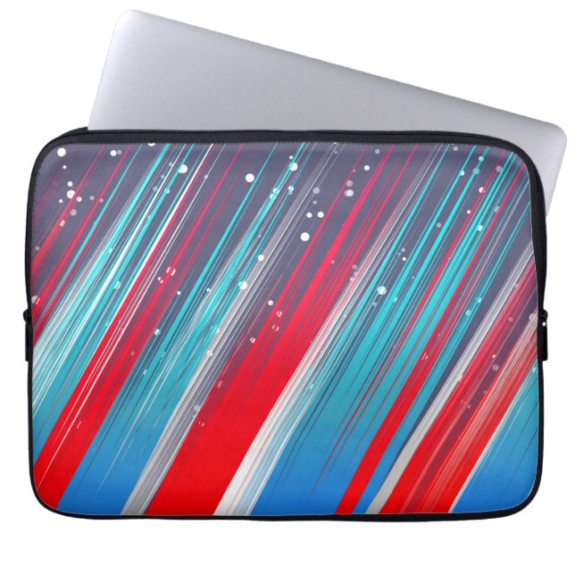 Cool Abstract Red White Blue Brush Strokes Laptop Sleeve (Front)