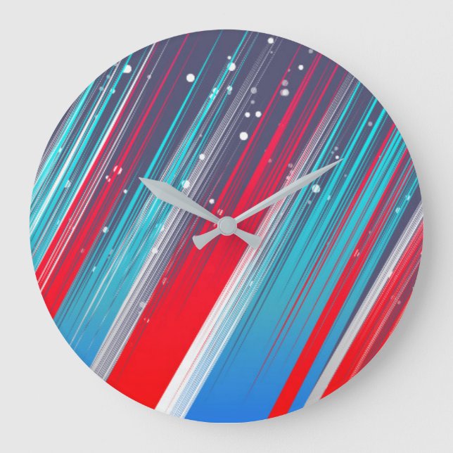 Cool Abstract Red White Blue Brush Strokes Large Clock (Front)