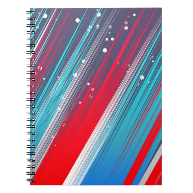Cool Abstract Red White Blue Brush Strokes Notebook (Front)