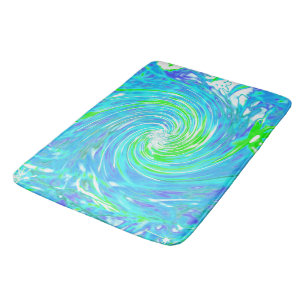 Cool Abstract Retro Aqua and Lime Green Swirl Bath Mat