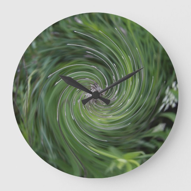 Cool Abstract Retro Chartreuse Green Floral Swirl Large Clock (Front)