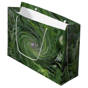 Cool Abstract Retro Chartreuse Green Floral Swirl Large Gift Bag