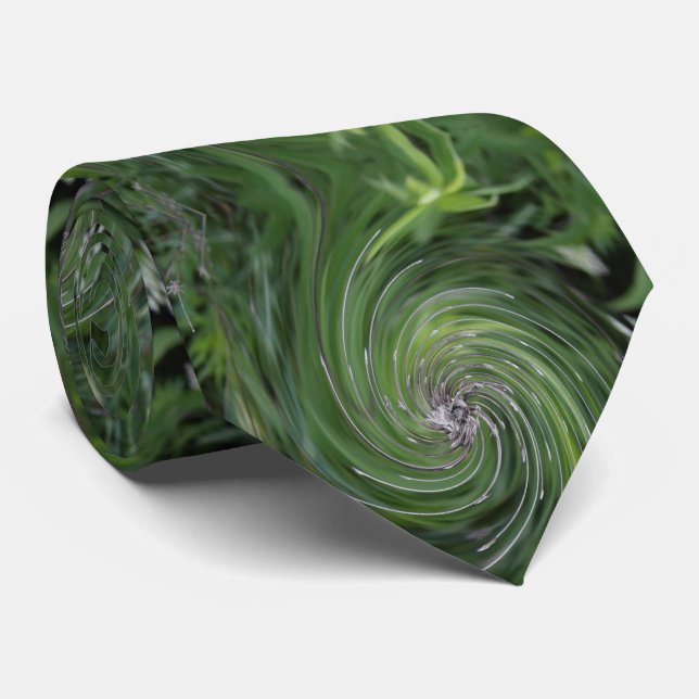 Cool Abstract Retro Chartreuse Green Floral Swirl Tie (Rolled)