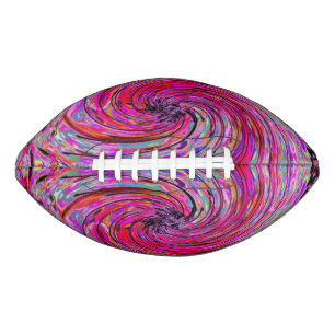 Cool Abstract Retro Hot Pink and Red Floral Swirl American Football