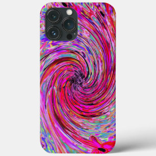 Cool Abstract Retro Hot Pink and Red Floral Swirl iPhone 13 Pro Max Case