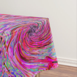 Cool Abstract Retro Hot Pink and Red Floral Swirl Tablecloth