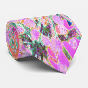 Cool Abstract Retro Nature in Pink and Lime Green Tie