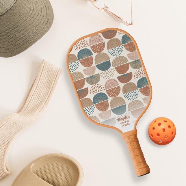 Cool Abstract Retro Rainbows Custom Text Name Pickleball Paddle (Creator Uploaded)