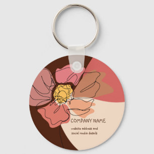 Cool Abstract Shape Floral Brown Coral Girly Key Ring
