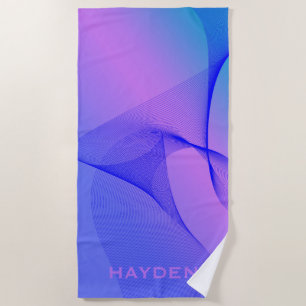 Cool Abstract Two Tone Wave Design Personalised Beach Towel