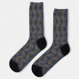 Cool Abstract Vertical Wavy line Art Thunder_Cove Socks