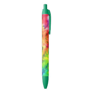 Cool Abstract Warm Rainbow Batik Tie Dye Pattern Black Ink Pen