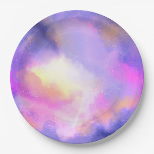 Cool Abstract Watercolor Cosmic Space Design Paper Plate