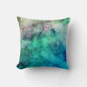 cool abstract watercolor design blue throw pillow
