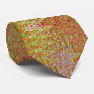 Cool Abstract Yellow and Gold Atomic Retro Zigzags Tie