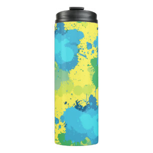 Cool Abstract Yellow Turquoise Green Colour Splash Thermal Tumbler