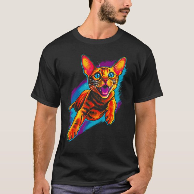 Cool Abyssinian Cat T-Shirt (Front)