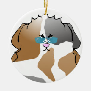 Cool Abyssinian Guinea Pig in Sunglasses Ceramic Tree Decoration