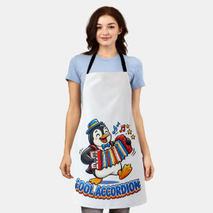 Cool Accordion Cute Penguin Musician Design Apron