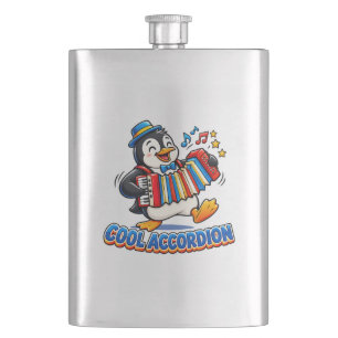 Cool Accordion Cute Penguin Musician Design Hip Flask
