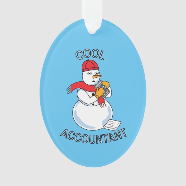 Cool Accountant Snowman Ceramic Ornament (Front)