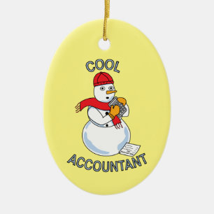 Cool Accountant Snowman Ceramic Tree Decoration