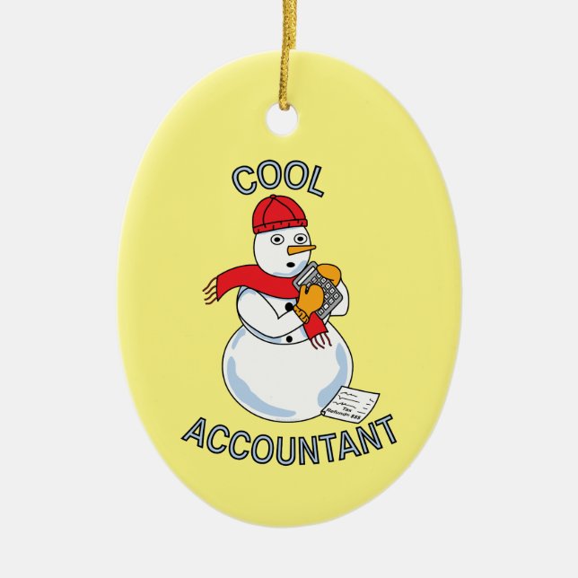 Cool Accountant Snowman Ceramic Tree Decoration (Front)