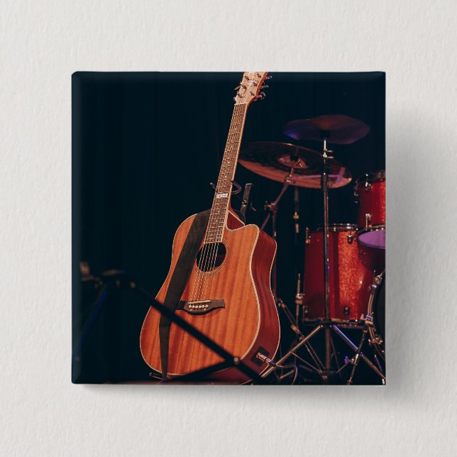 Cool Acoustic Guitar 15 Cm Square Badge (Front)