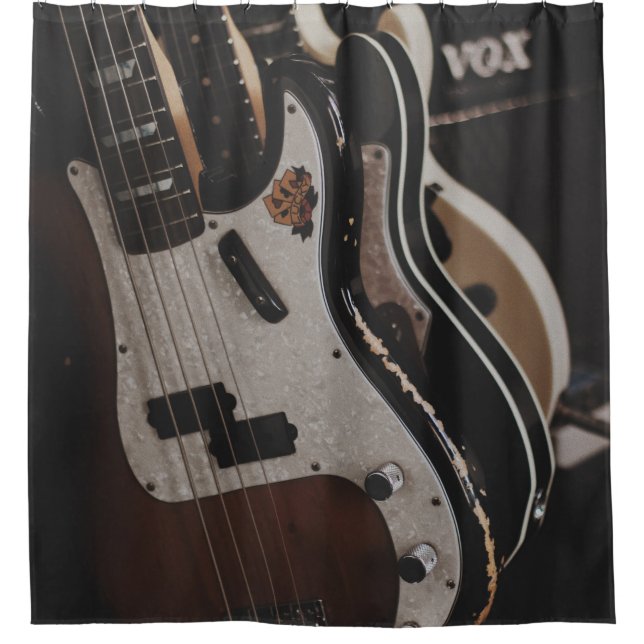 Cool Acoustic Guitar Shower Curtain (Front)