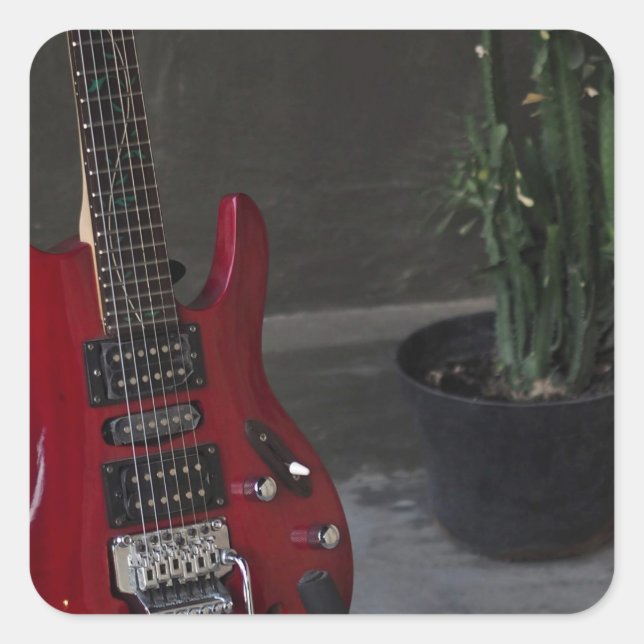 Cool Acoustic Guitar Square Sticker (Front)