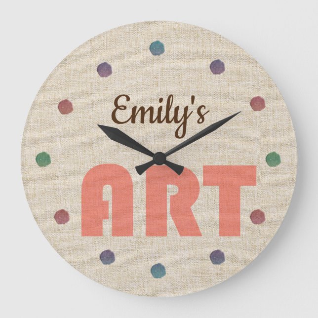 Cool  Add Name Art Artistic Large Clock (Front)