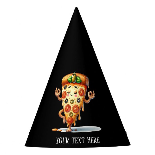 Cool add text yoga pizza party  hat (Front)