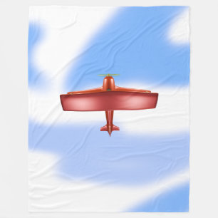 Cool Adventurous Flying Red Biplane Fleece Blanket