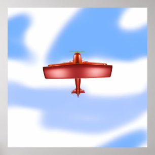 Cool Adventurous Flying Red Biplane Uproar Poster