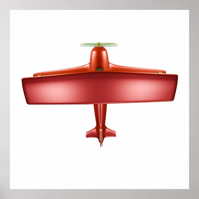 Cool Adventurous Fun Big Red Biplane in Aviation Poster (Front)