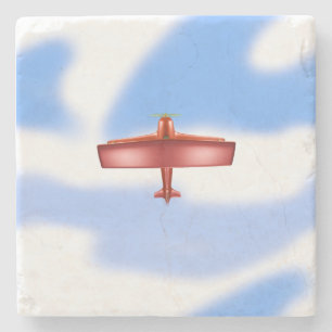 Cool Adventurous Red Biplane in Fun Stone Coaster