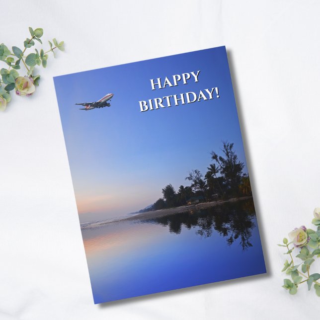 Cool Aeroplane & Lake photo,Fun Aviation Birthday Postcard (Creator Uploaded)