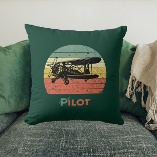 Cool Aeroplane & sunset, Vintage Retro style Simpl Cushion