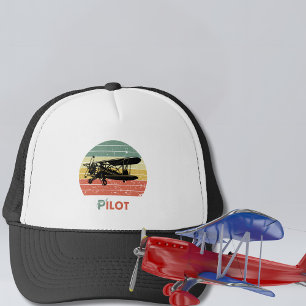 Cool Aeroplane & sunset, Vintage Retro style Simpl Trucker Hat