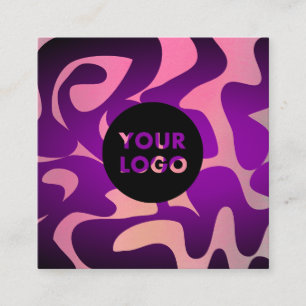Cool Aesthetic Pink Purple Groovy Art Square Logo Square Business Card