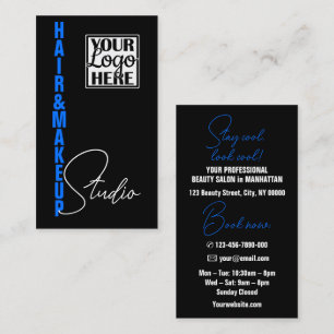 Cool Aesthetician Modern Logo Photo Template Blue Business Card