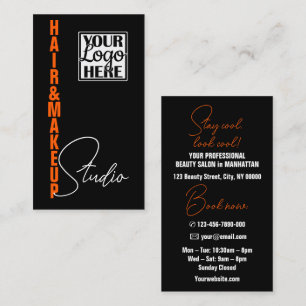 Cool Aesthetician Modern Logo Photo Template Orang Business Card